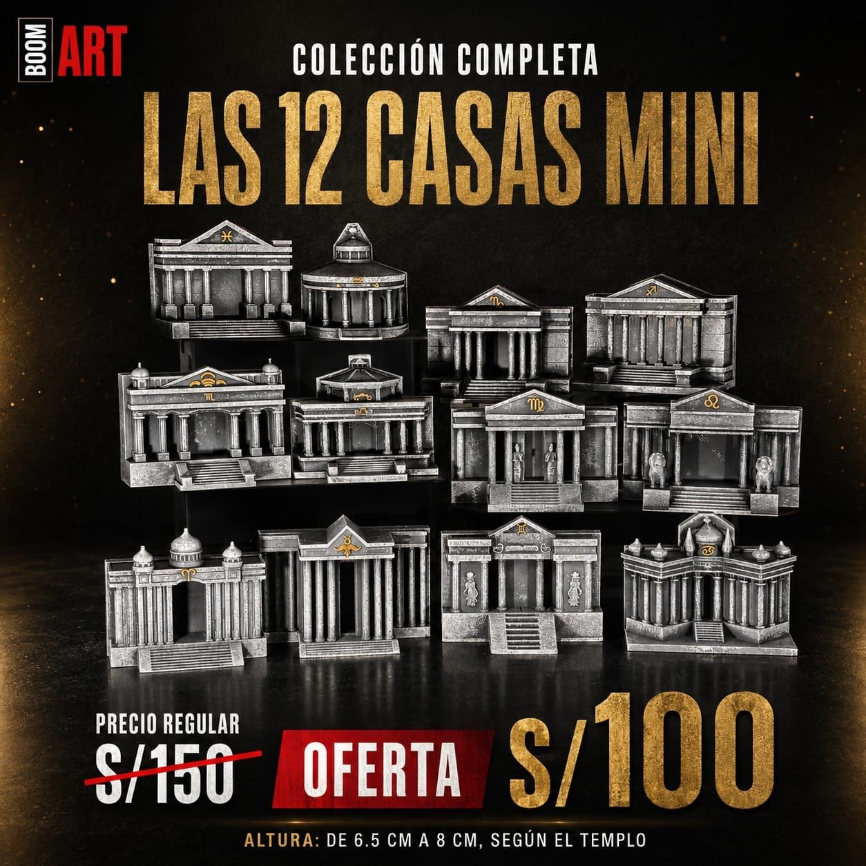 Set de 12 Templos Mini · Casas del Zodiaco