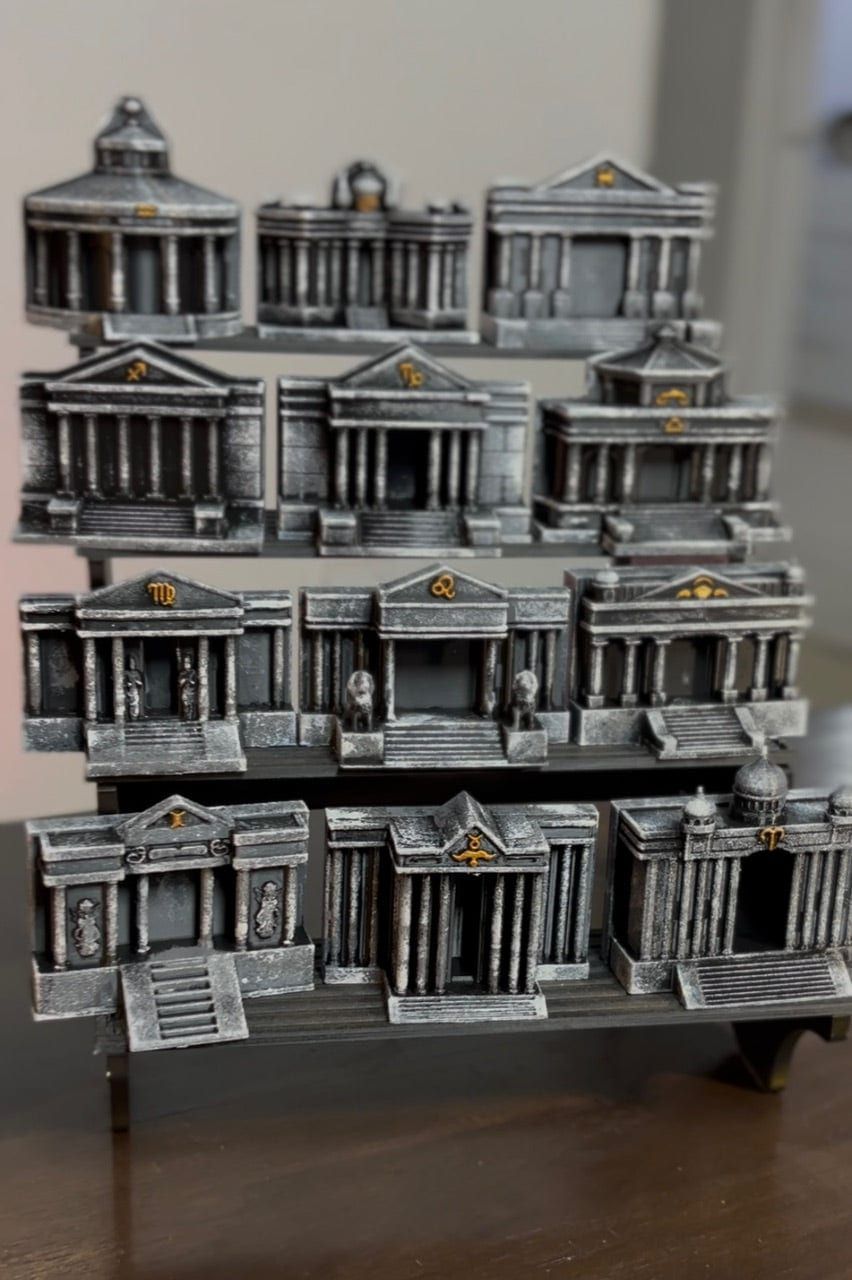 Set de 12 Templos Mini · Casas del Zodiaco